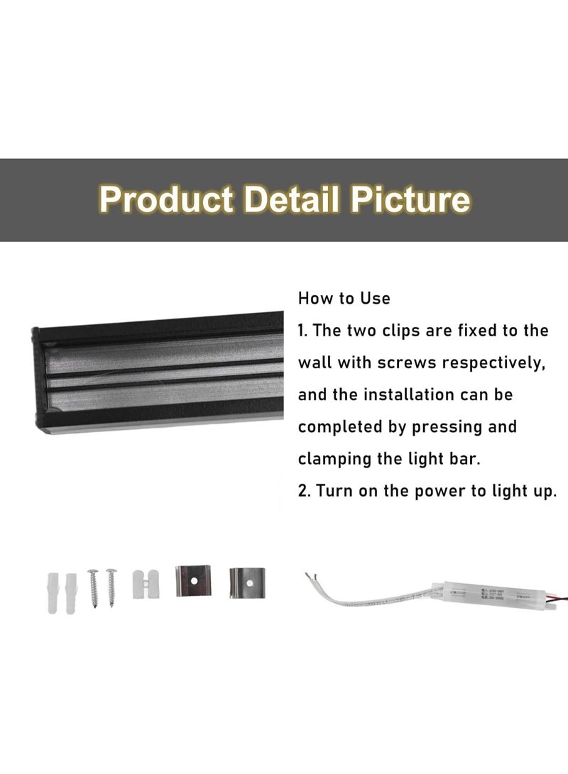 المفتاحة مصباح جداري LED خارجي عصري بطول 100 سم، أبيض دافئ 3000 كلفن، مقاوم للماء بمعيار IP43، مصنوع من الألومنيوم الأسود، شريط طويل، مناسب للحدائق والشرفات والمداخل والجدران الخلفية - Image 5